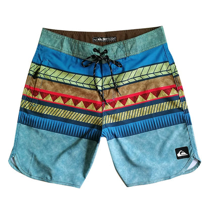 Men's Striped Quick-Dry Beach Shorts - Loose Fit Swim Trunks