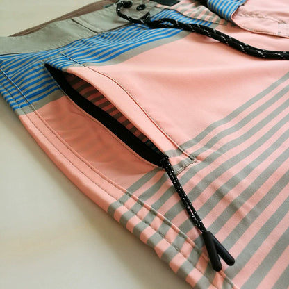 Men's Striped Quick-Dry Beach Shorts - Loose Fit Swim Trunks