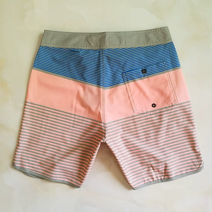 Men's Striped Quick-Dry Beach Shorts - Loose Fit Swim Trunks