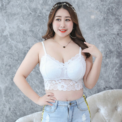 Large size lace beautiful back underwear Sexy sling wrapped chest without steel ring with chest pad plus fertilizer and enlarged bottoming vest for women San Remo