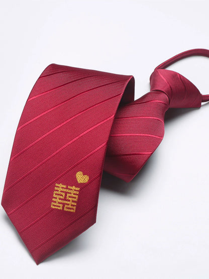 Red Zipper Wedding Suit Business Tie