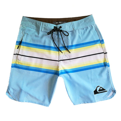 Men's Striped Quick-Dry Beach Shorts - Loose Fit Swim Trunks