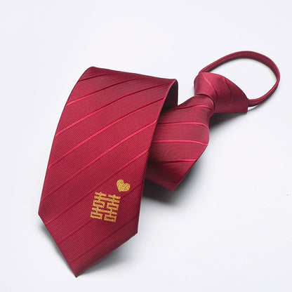 Red Zipper Wedding Suit Business Tie