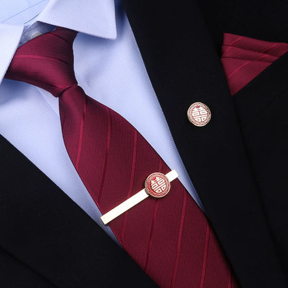 Red Zipper Wedding Suit Business Tie