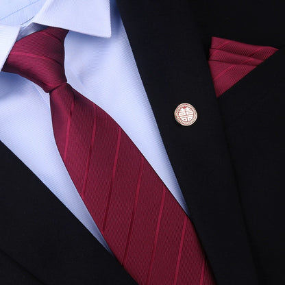 Red Zipper Wedding Suit Business Tie