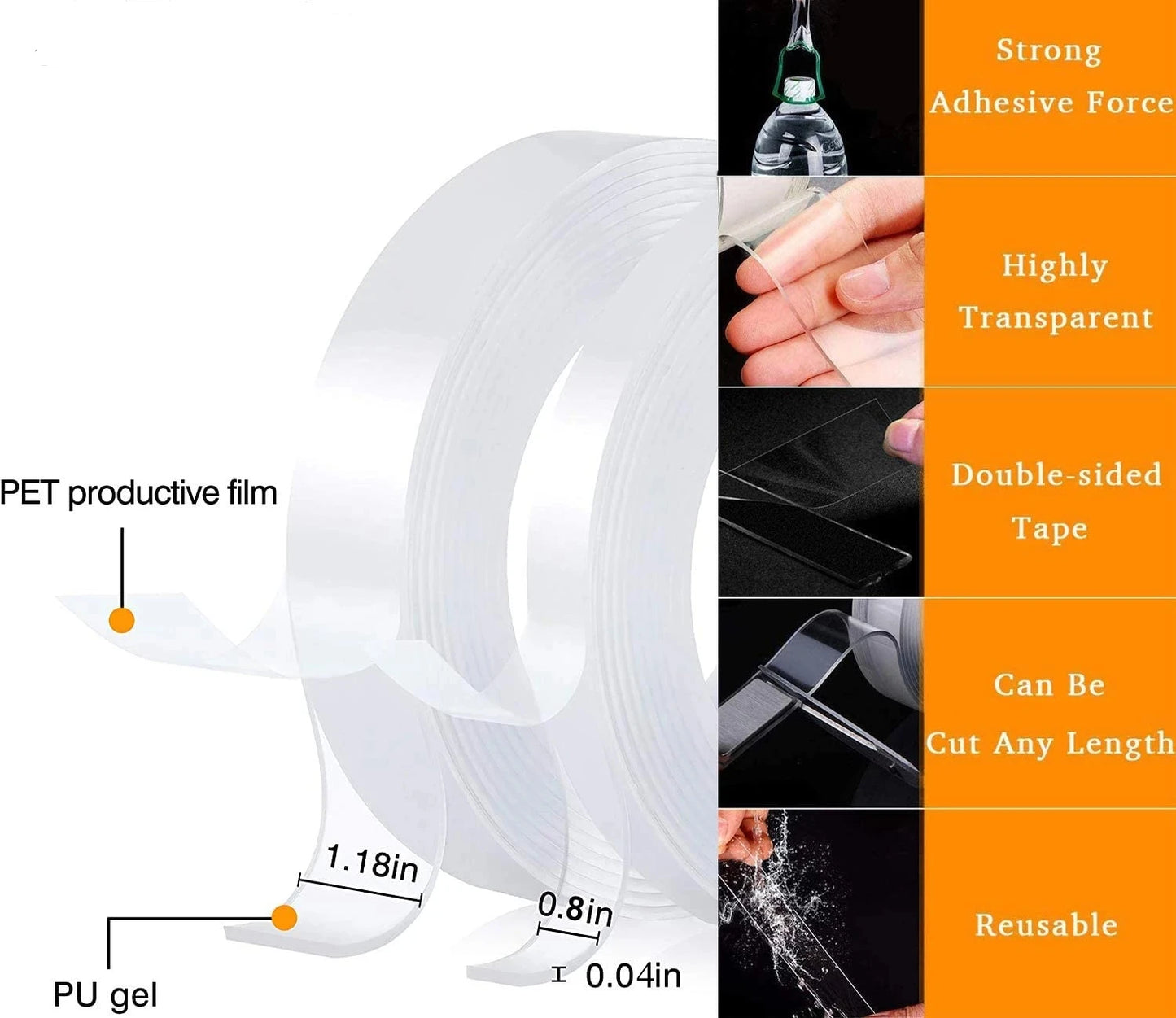 Reusable Nano Adhesive Tape Clear Double Sided Removable Transparent Alien Tape Anti-Slip Traceless for Home Supplie San Remo Shops