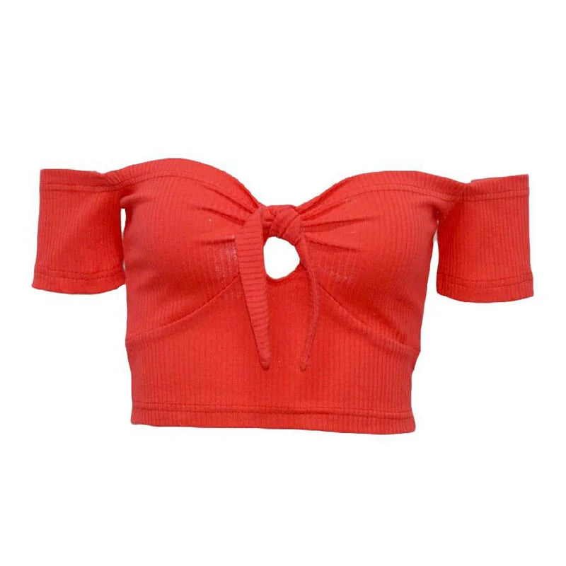 Off Shoulder Knit Crop Top