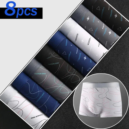 4/8 piezas de calzoncillos tipo bóxer para hombre, estampados convexos en forma de U, cómodos pantalones cortos a la moda para hombre, ropa interior sólida y transpirable, 45-100 kg