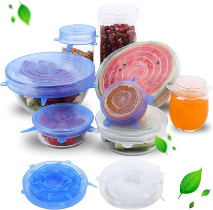 6Pcs Round Lids Food Silicone Cover Reusable Airtight Stretch