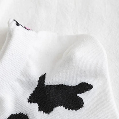 5 Paar Bootssocken für Damen mit Kuhmuster, trendige, vielseitige Cartoon-Streifensocken für Mädchen, weich, bequem, atmungsaktiv, lässige Socken