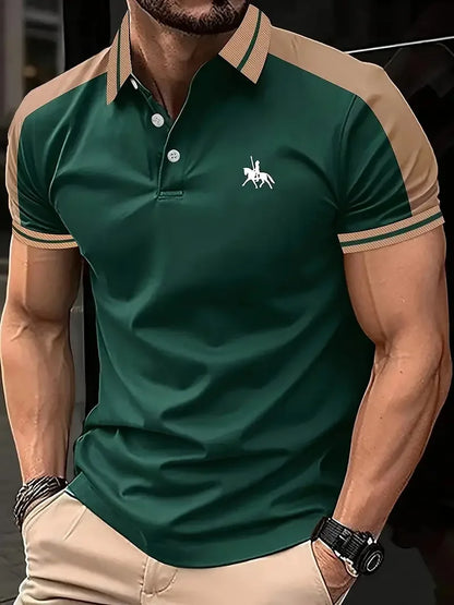 men's printed lapel short-sleeved Polo shirt