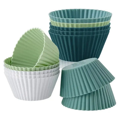 12/24Pcs Reusable silicone muffin cups for baking muffins, cupcakes, tarts, and more.
