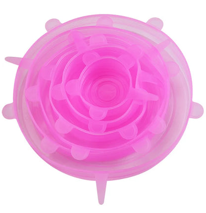 6Pcs Round Lids Food Silicone Cover Reusable Airtight Stretch