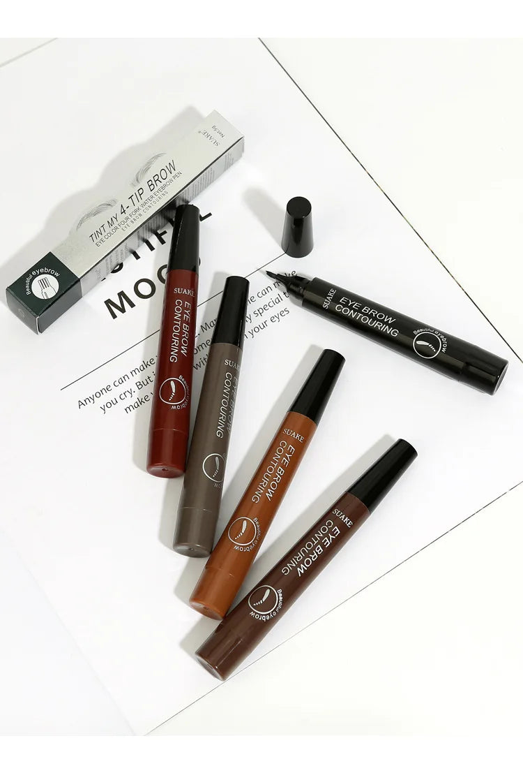 5 Colors Microblading Eyebrow Pen Waterproof Liquid Eyebrow Pencil Long Lasting Eyebrow Tattoo Pen 4 oints eyebrow pen Cosmetics San Remo Shops