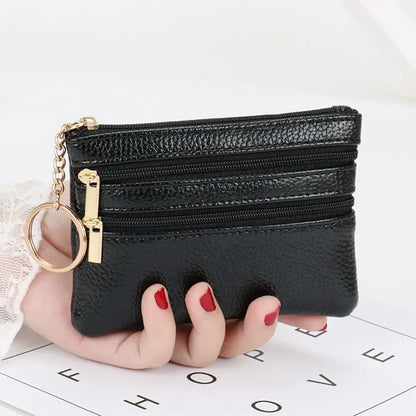PU Leather Money Coin Purse 2024 New with Key Ring Waterproof Pocket Purse Zipper Wear-resistant Credit Card Holoder Male Women