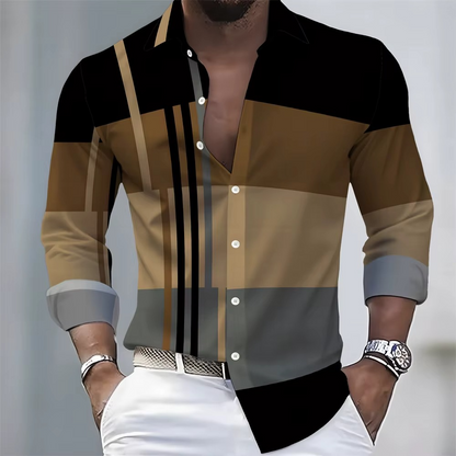 Men's Striped Long-Sleeved Shirt
