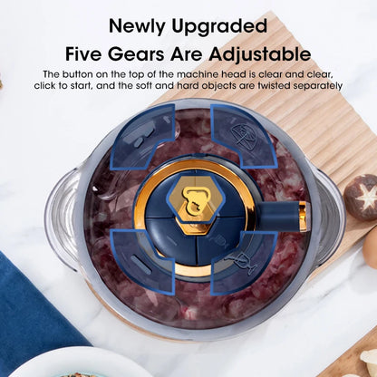 5L Elektrische Fleischwölfe Lebensmittelbrecher Edelstahl Multifunktionale Gemüseschneider Prozessor Chopper Küchengeräte