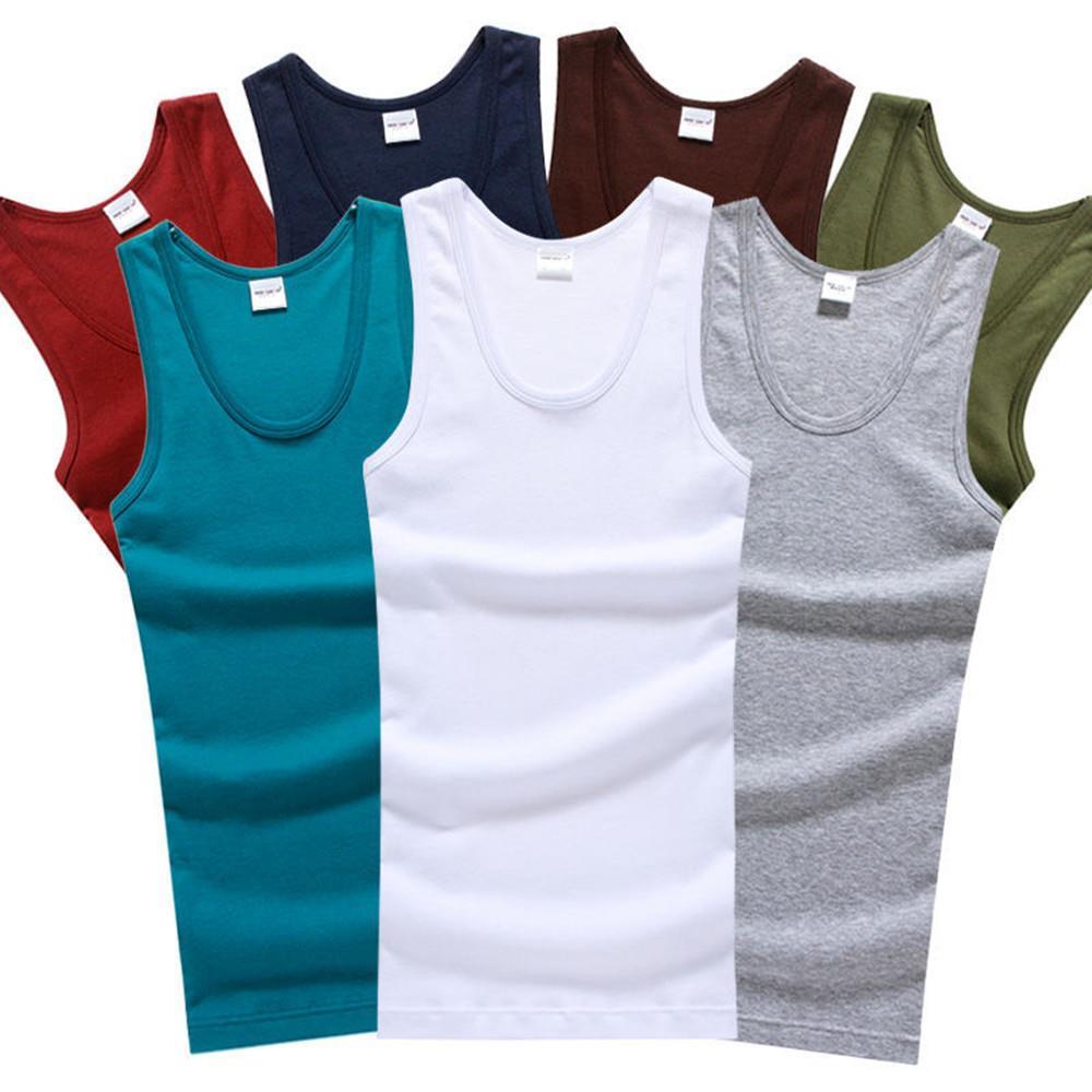 3/6 Pcs Men's Cottons Elastic Tank Top
