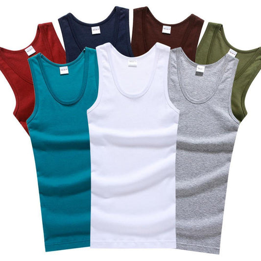 3/6 Pcs Men's Cottons Elastic Tank Top
