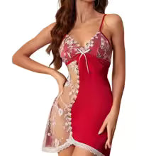 Pajama Embroidered Mesh Transparent Ice Silk