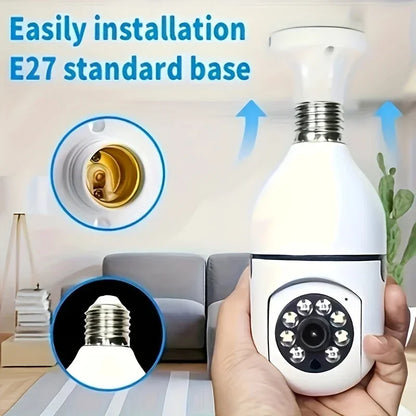 2Pc Ease Life APP-Light Bulb Security Cameras Outdoor Wireless Wi-Fi 5GHz, 360 Degree, E27 Light Socket Screw in Secure