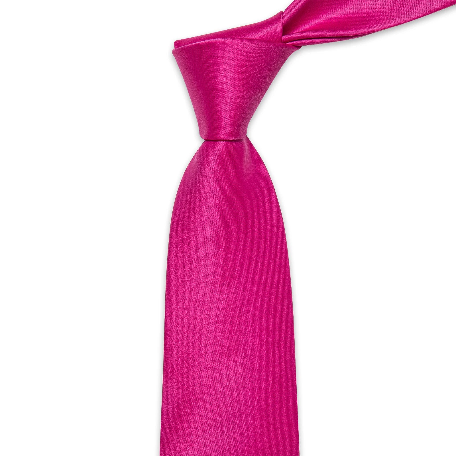 Fashion Men's Rose Red Luxury Necktie for Business Shirt Silk Pocket Square Cufflinks Hot Pink Satin Tie Man Wedding Wholesale San Remo Shops