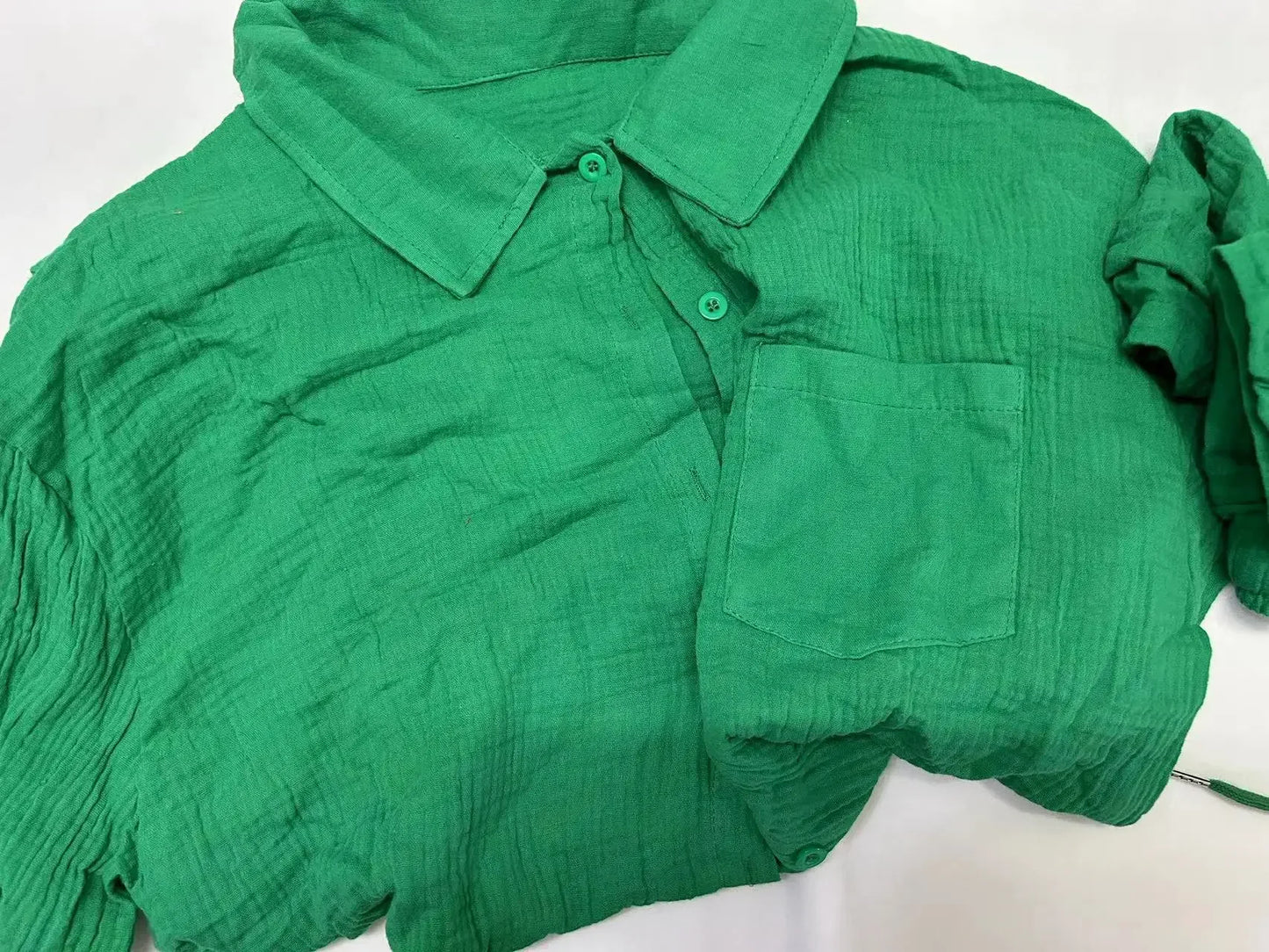 Summer Women's Suit Short Sets Outfits Muslin Suit For Women 2025 Two Piece Female Clothing Solid Button Outfits