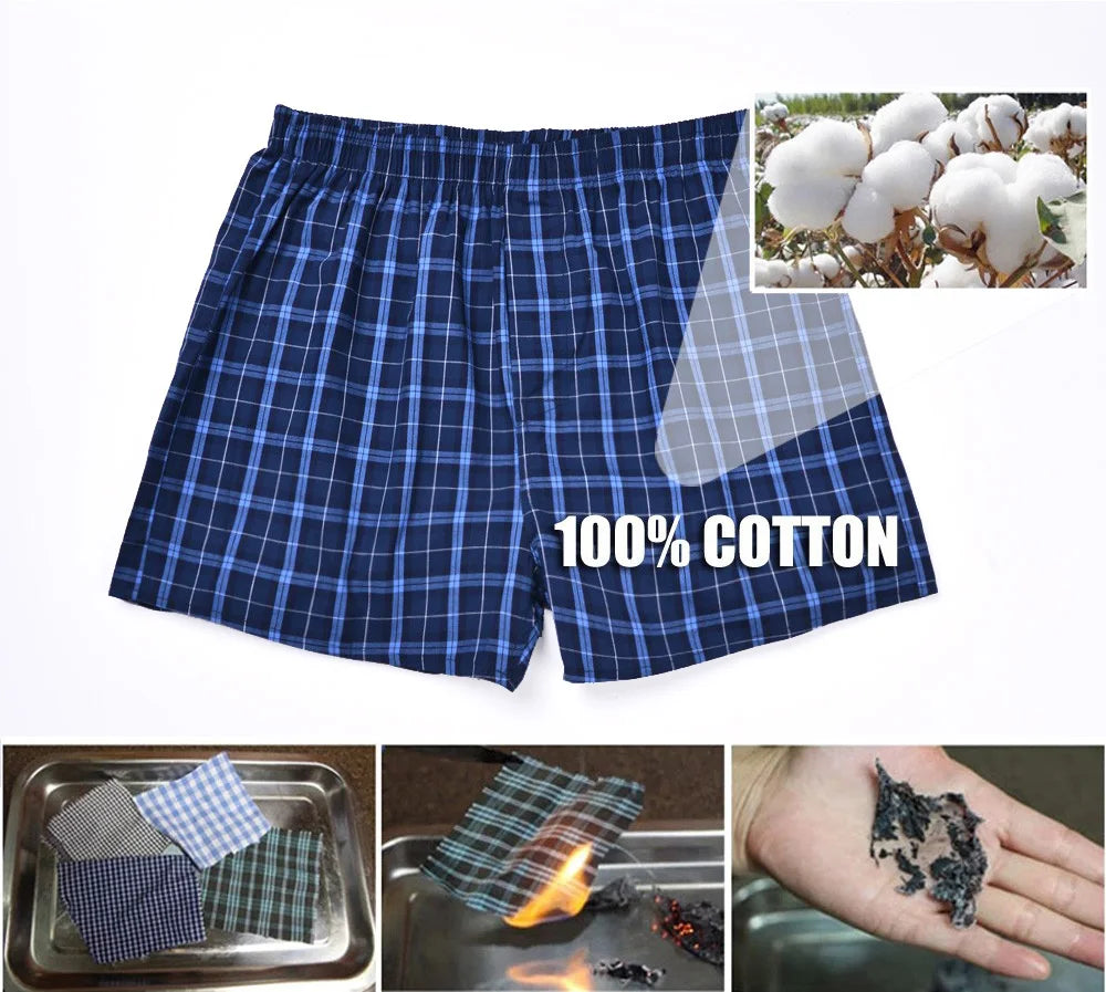 5 Pcs/Lot Mens Underpants Boxers Plaid Shorts 100% Cotton Fashion Underwear Soft Boxer Male Panties Comfortable Breathable San Remo