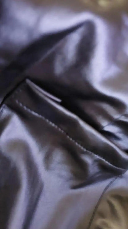 Jumpsuit Shoulder Strap Square Neck Sleeveless Pu Leather Buckle Zipper Suspender Tight Fitting