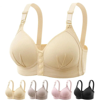 Adjustable Bra Shoulder Strap Front Button Closure 3/4 Cup Wireless Push-up