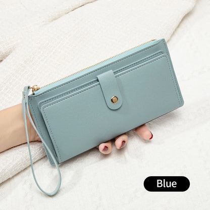 Monedero mini ultrafino de piel sintética, sencillo, largo, para mujer, tarjetero multifuncional de mano, cartera para mujer