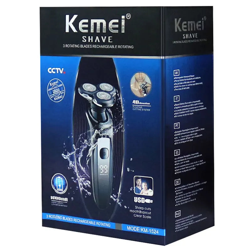 Kemei LCD Display Waterproof Electric Shaver Men Wet Dry Beard Razor Facial Shaving Machine Rechargeable Fit Philips Series 7000 San Remo