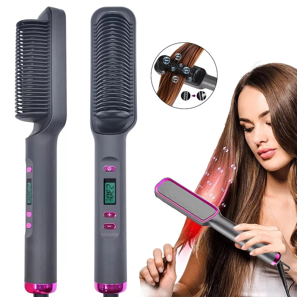 Electric Hot Comb Multifunctional Straight Hair Straightener Comb Negative Ion Anti-Scalding Styling Tool Straightening Brush San Remo