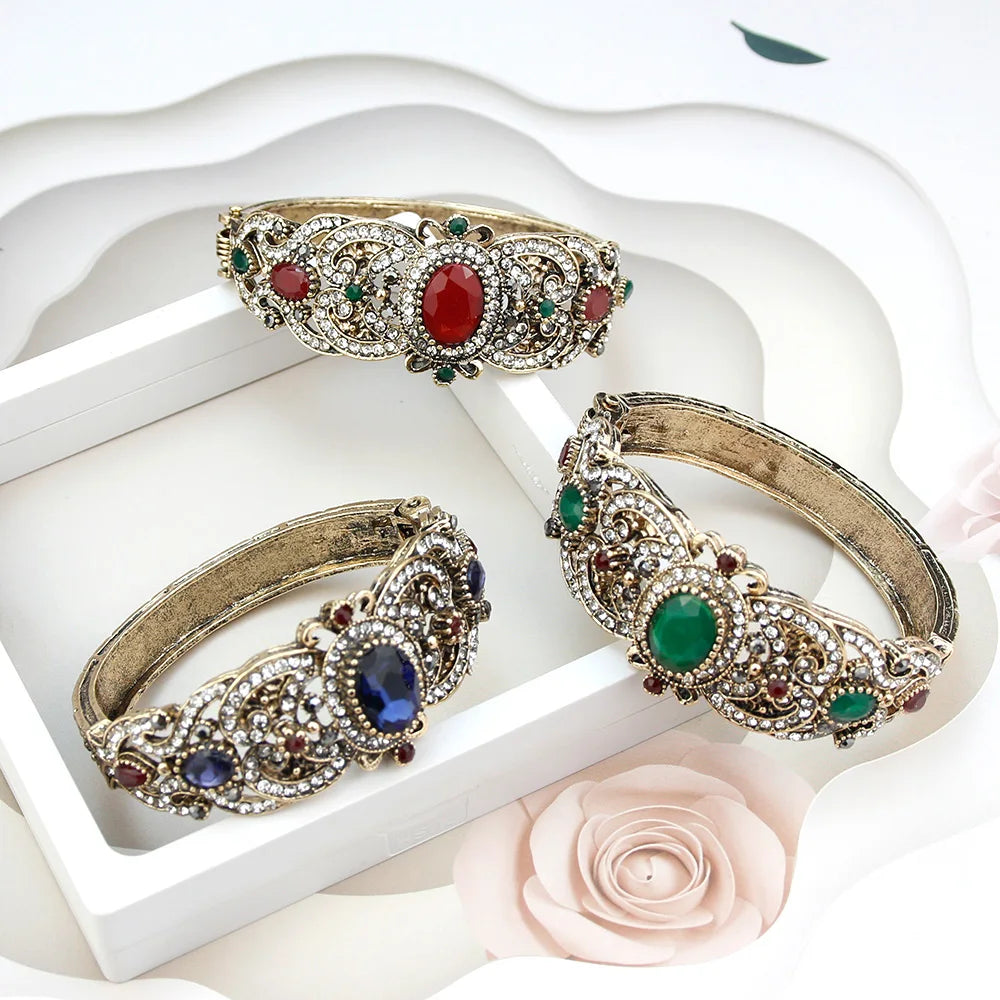 Sunspicems Indian Women Flower Jewelry Sets Resin Bangle Bracelet Earring Sets Turkish Hook Dangle Earrings Bride Bracelet Gift Desers