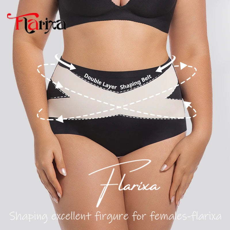 Flarixa Cross Plus Size Shapewear Tummy Control Panties Women Belly Slimming Briefs High Waist 4XL Hip Lifting Shaper Lingerie