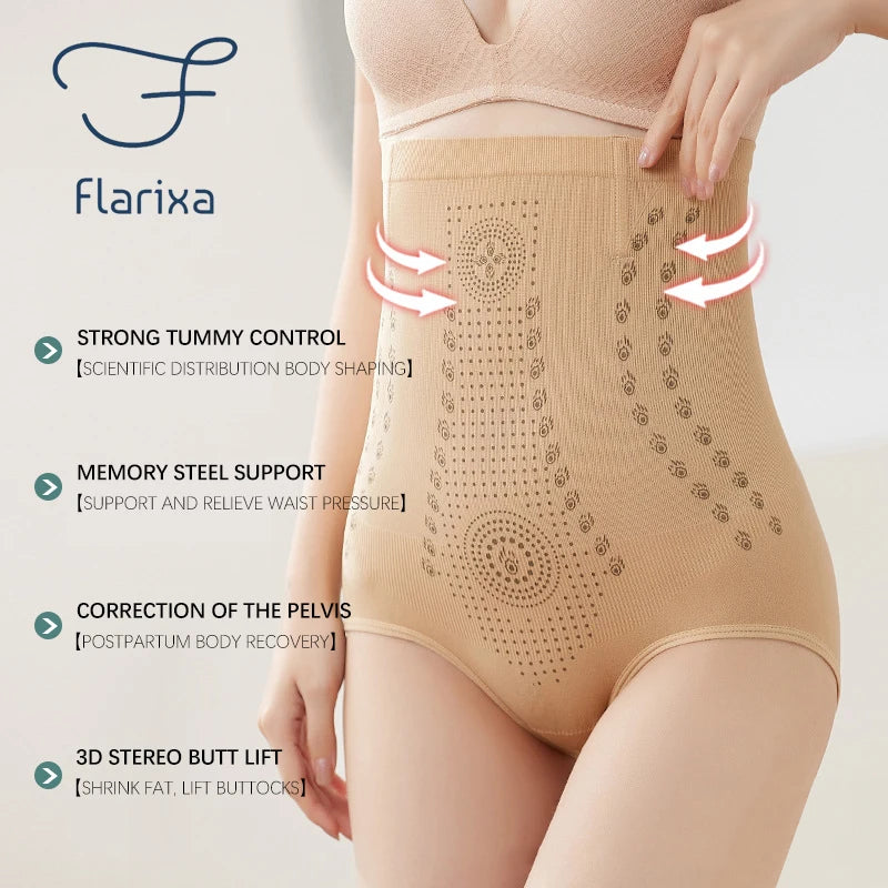 Flarixa Seamless Women's Panties High Waist Flat Belly Panties Body Shaping Underwear Comfort Postpartum Abdominal Pants Briefs San Remo