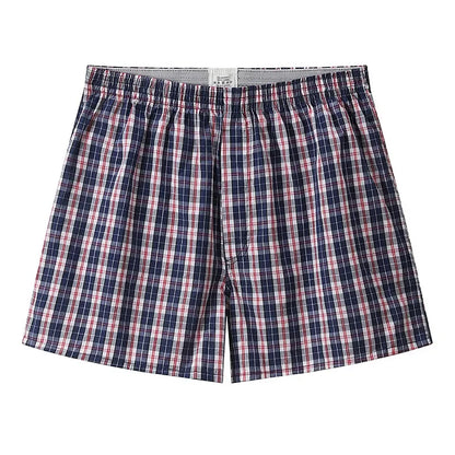 S-XL mens cotton underwear boxer shorts casual plaid elastic waistband button mens boxer underwear comfortable shorts for home