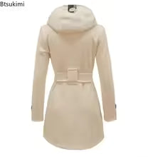 Hooded Overcoat Double-Breasted