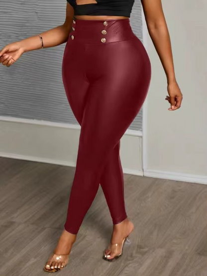 Plus size PU leather pants