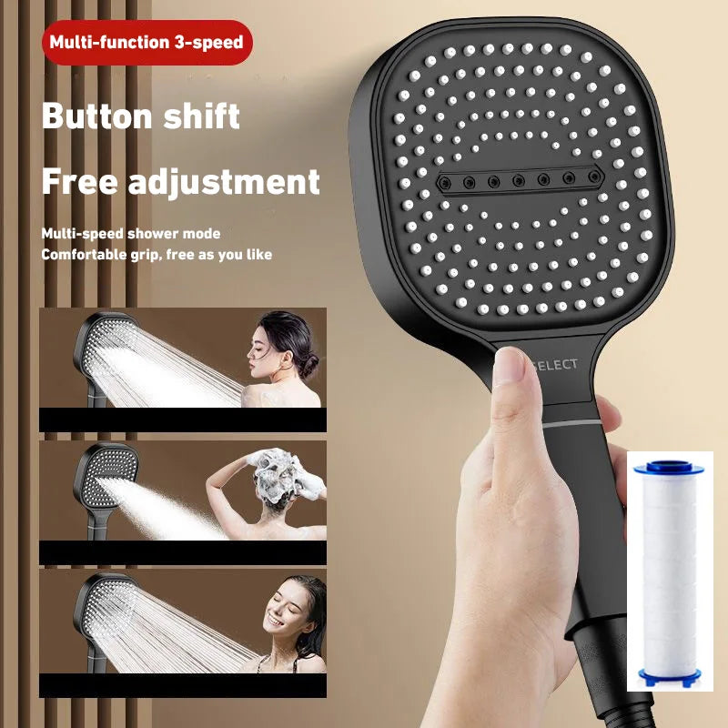 Xiaomi 13cm Large Panel Shower Head 3 Modes Adjustable High Pressure Massage Shower Head Filter Element Bathroom Accessories San Remo Shops