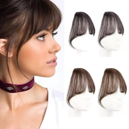 Air Bangs Perücke für Frauen mit natürlicher Stirnpartie, unsichtbarem Haarfleck, rundem Gesicht, französischem Pony, gefälschtem Pony