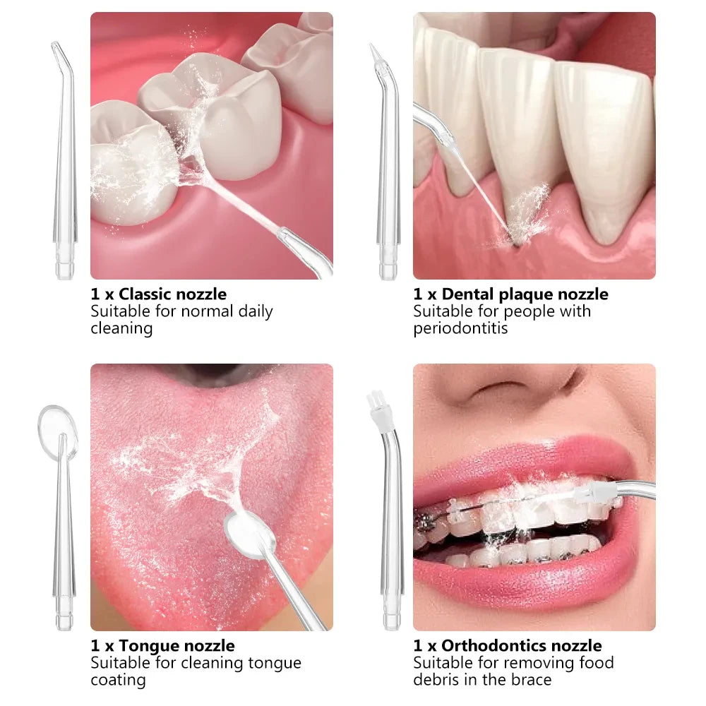 Portable Oral Irrigato Dental Water Flosser USB Rechargeable Water Jet Floss Tooth Pick 4 Jet Tip 220ml 3 Modes IPX7 Scaling San Remo