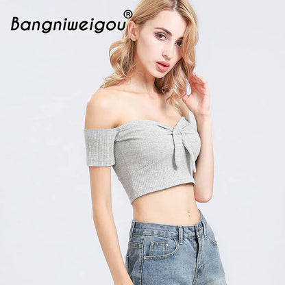 Off Shoulder Knit Crop Top