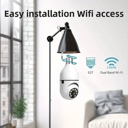 2Pc Ease Life APP-Light Bulb Security Cameras Outdoor Wireless Wi-Fi 5GHz, 360 Degree, E27 Light Socket Screw in Secure