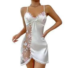 Pajama Embroidered Mesh Transparent Ice Silk