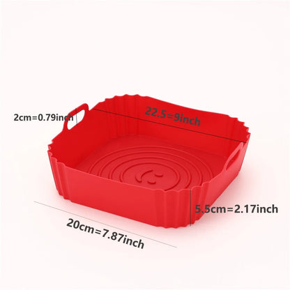 Reusable Air fryer Pan Liner Silicone Oven Baking Tray Pizza Chicken Non-stick