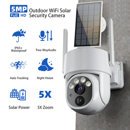 5MP Camera Wifi Outdoor 2K Surveillance Security Camera Solar Panel Surveillance Camera 7800mAh IP66 Wireless 2 Way Talk Detect San Remo