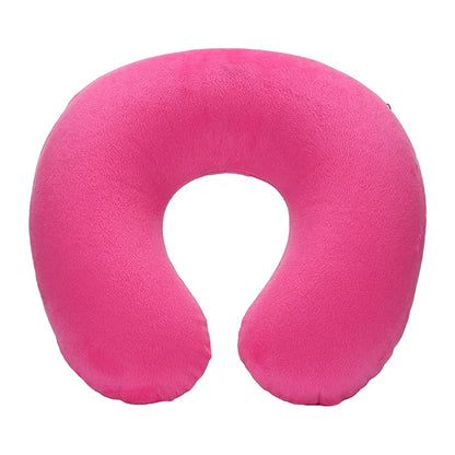 U-shaped Travel Pillow Car Air Flight Office Inflatable Neck Pillow Short Plush Cover PVC Support Headrest Soft Nursing Cushion San Remo Shops