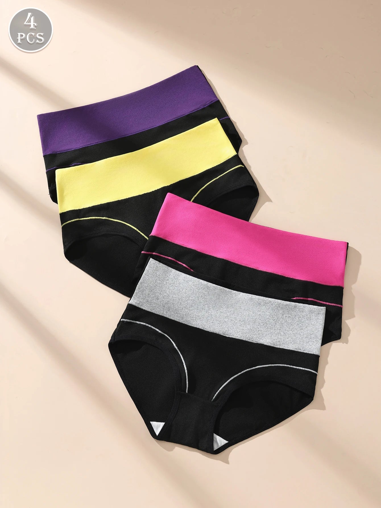 4 pcs High Waisted Tummy Tightening Women's Panties Fashionable Breathable Comfortable Shape Triangle Pants for Women