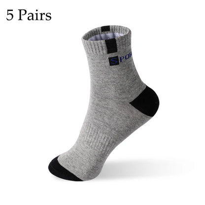 5 pares de calcetines de fibra de bambú para hombre, talla 37-43, para otoño e invierno, de algodón transpirable, deportivos, desodorantes y de negocios.